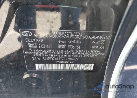 2018 Hyundai Elantra Se z USA, uszkodzony, nr VIN 5NPD74LF3JH280621